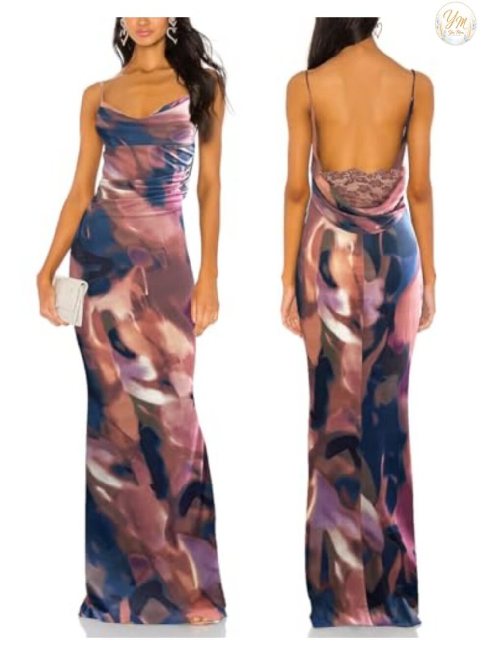 Women's Lace Back Open Back Mermaid Maxi Dress Sleeveless Prom Gown